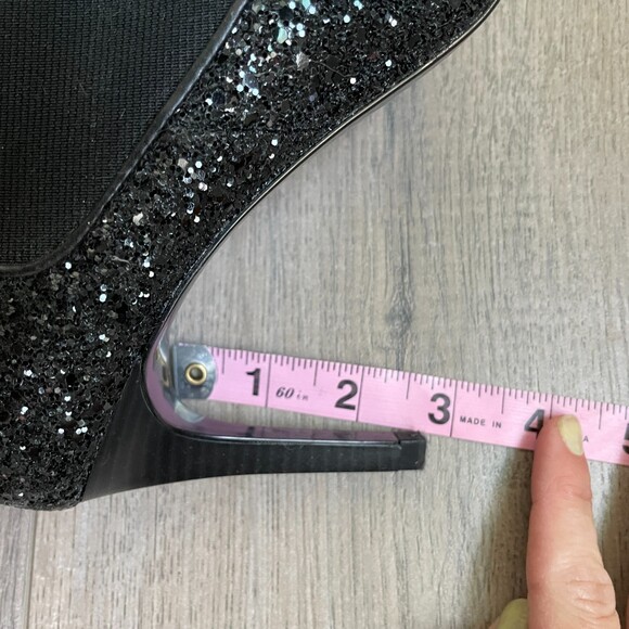 Zara "Meteor" black sparkly glitter High Heel stiletto Booties boots - Picture 7 of 8